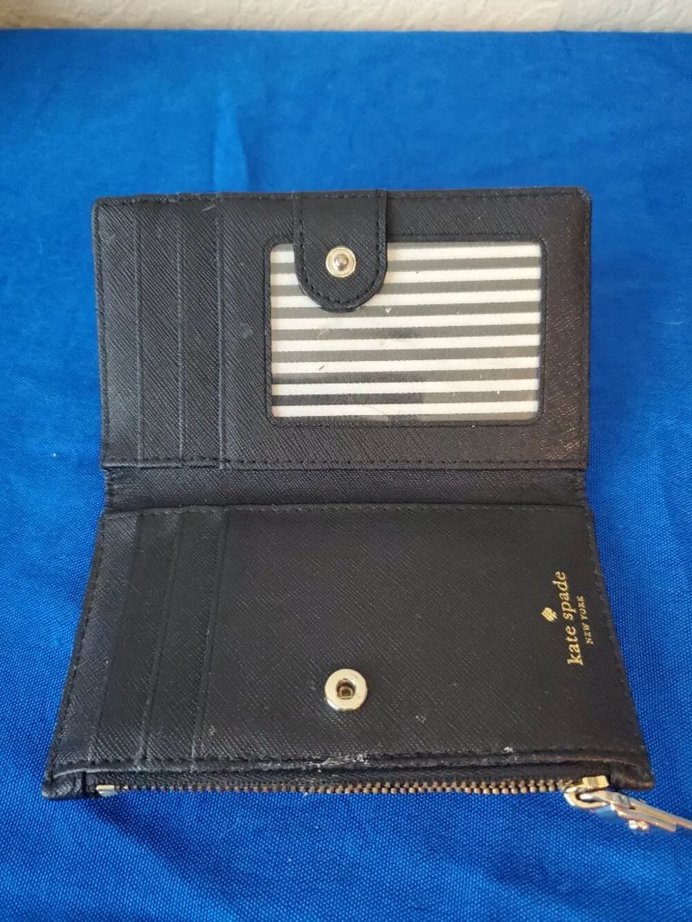 Kate Spade New York Staci Small Slim Bifold Wallet Black Saffiano Leather